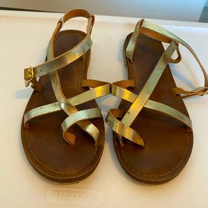 Strappy gold sandals